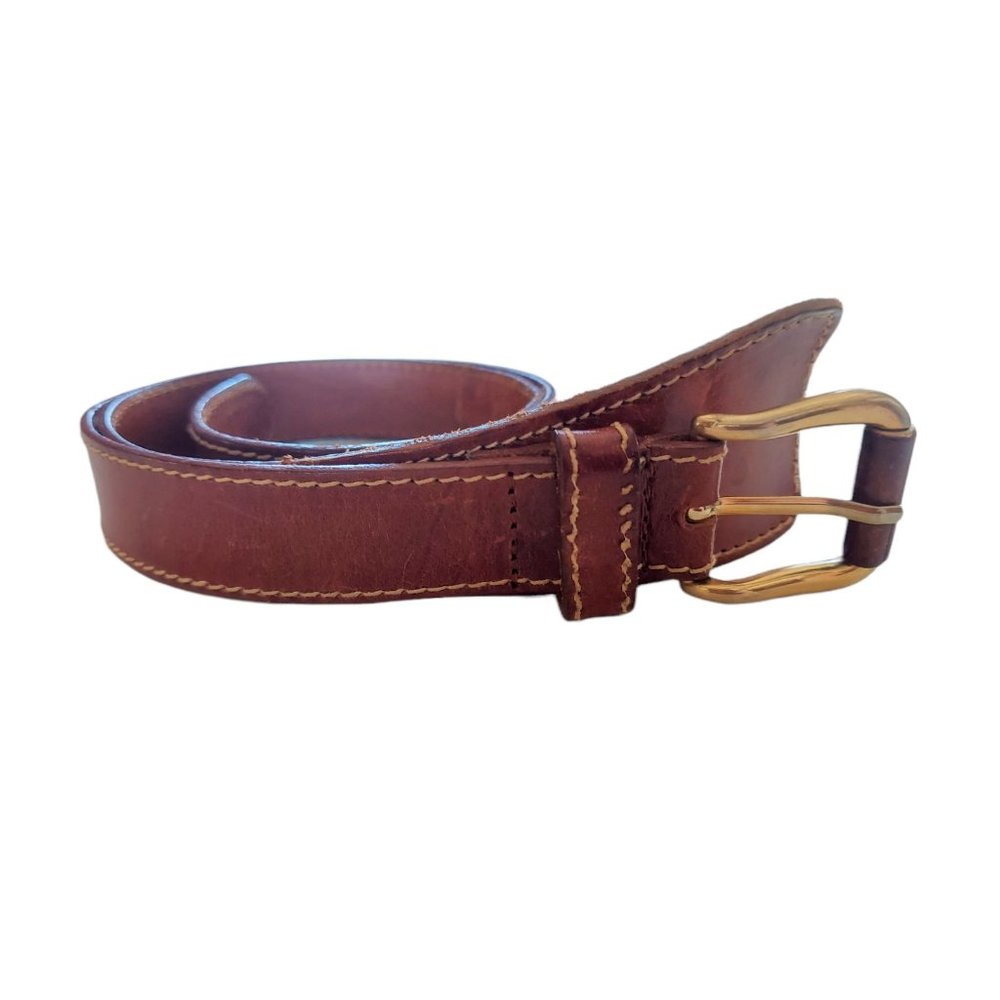 VTG TAROX Women's Brown Leather Belt Size Medium Made In Italy